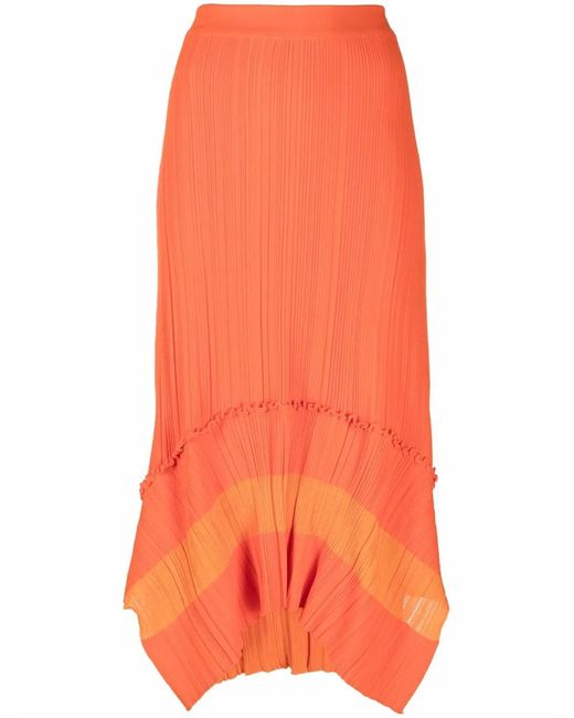 Stella McCartney Orange Two-Tone Fine-Ribbed Skirt