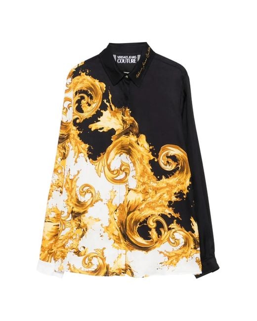 Versace Jeans Couture Yellow Chemise À Imprimé Baroque