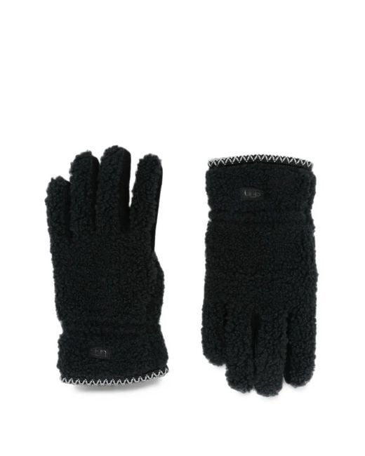 Ugg Black Braid Faux-Fur Gloves for men