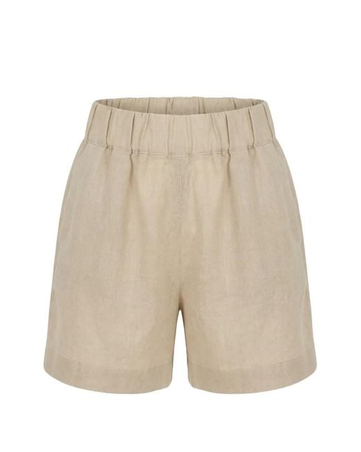 120% Lino Natural Elasticated-Waist Linen Shorts