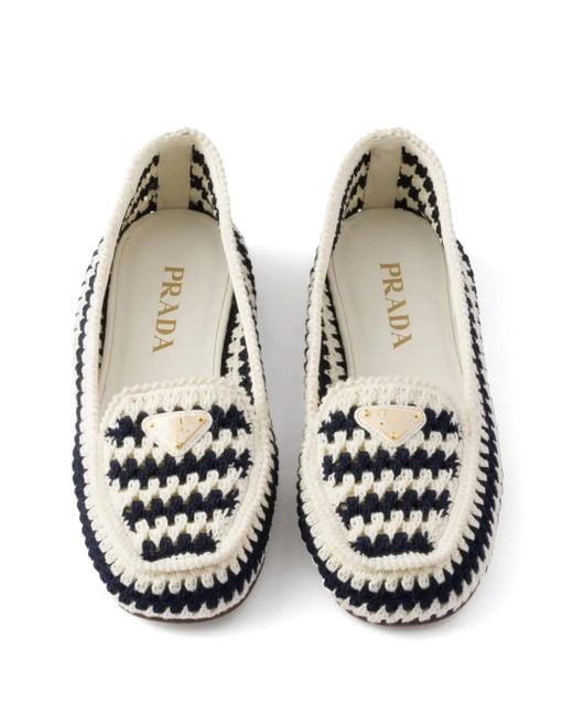 Mocassins En Crochet Prada en coloris White