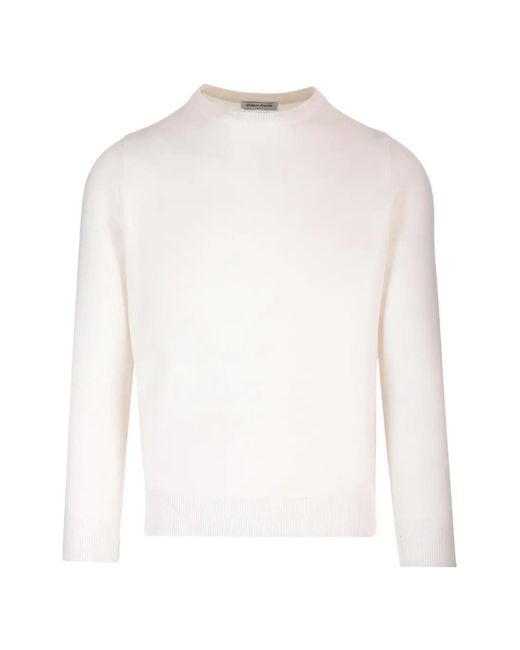 Al Duca D'aosta White Ribbed-Trim Crew-Neck Sweater for men