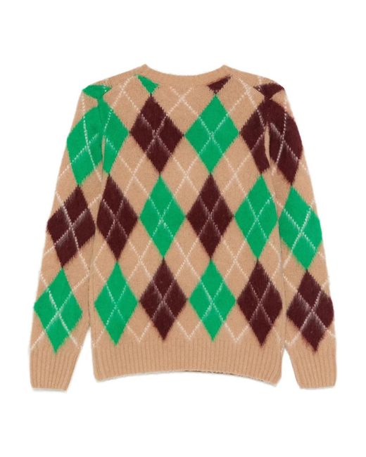 Aspesi Green Argyle-Pattern Sweater