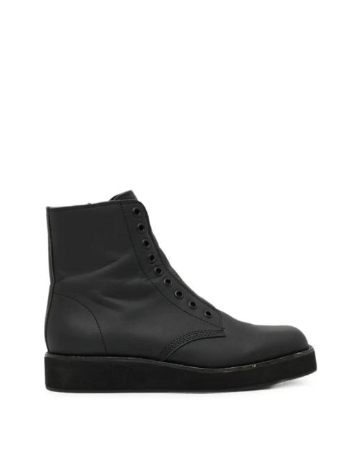 Yohji Yamamoto Black Mat Oil Leather Square Toe Zip Boots