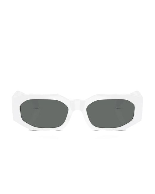 Versace Gray Geometric-Frame Sunglasses