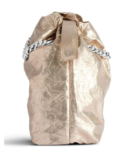Balenciaga Natural Small Crush Metallic Drawstring Bag