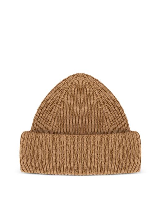 Roberto Collina Brown Ribbed-Knit Beanie for men