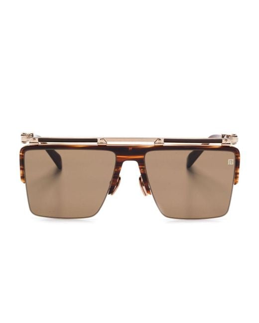 Balmain Natural Half-Rimless Sunglasses