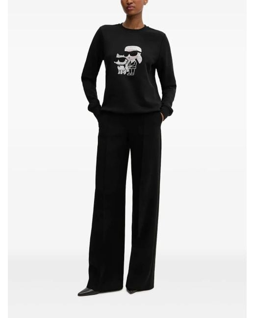 Felpa Con Cristalli di Karl Lagerfeld in Black