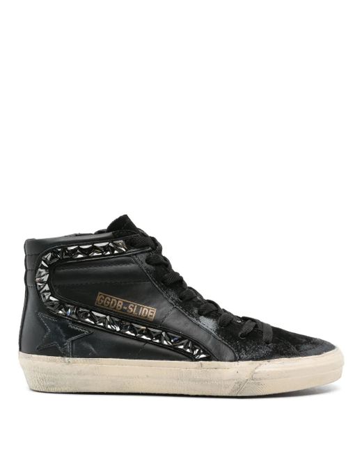 Golden Goose Deluxe Brand Black Slide Crystal-Embellished Sneakers