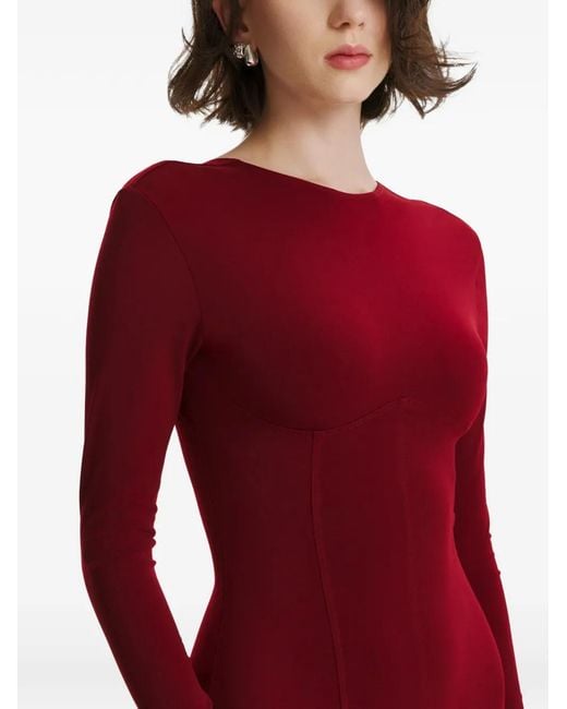 2310 STUDIO Red Long-Sleeves Open-Back Maxi Dress