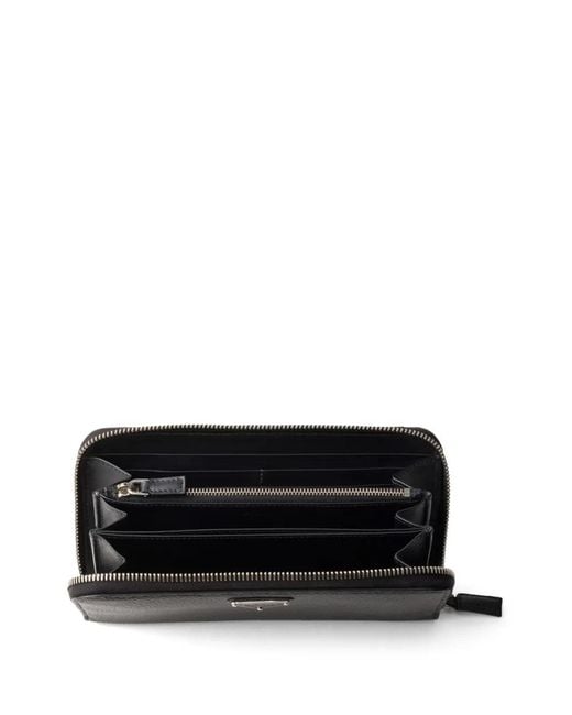 Prada Black Leather Zip-Around Wallet for men