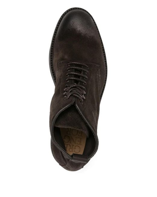 Green George Black Lace-Up Suede Boots for men