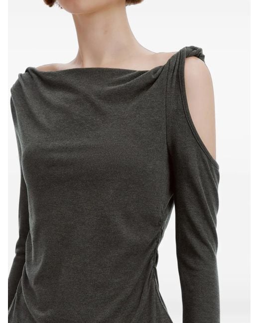 B+ AB Black Cold-Shoulder Ruched Blouse