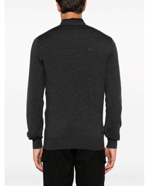 Fendi Gray Wool Pullover With Ff Pattern for men