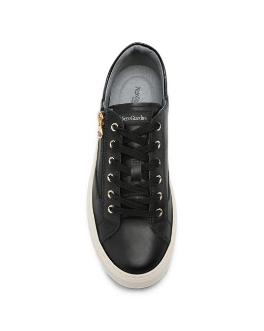 Nero Giardini Black Glitter-Panelled Sneakers