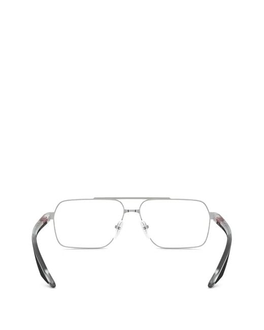 Prada Linea Rossa White Rectangle-Frame Glasses