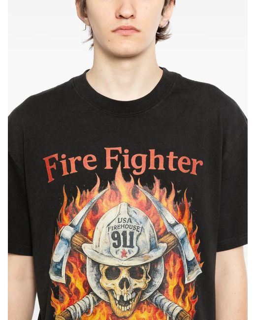Melt Black Graphic-Print T-Shirt for men