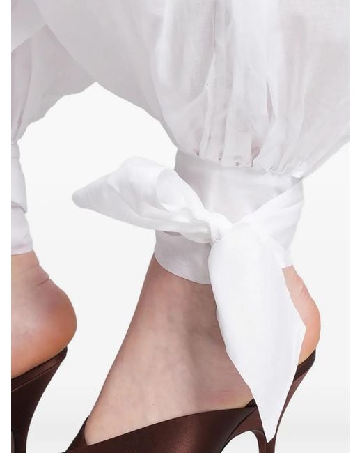 ANDAMANE White Noor Tie-Fastening Elasticated-Waist Trousers