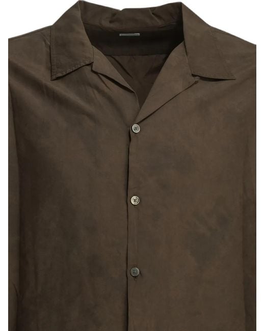 A.PRESSE Brown Natural Dyed Short-Sleeve Shirt for men