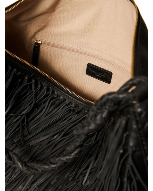 Twinset Black Liliane Fringed Woven Large Shoulder Bag