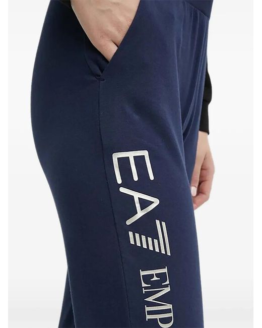 EA7 Blue Side-Logo Track Pants
