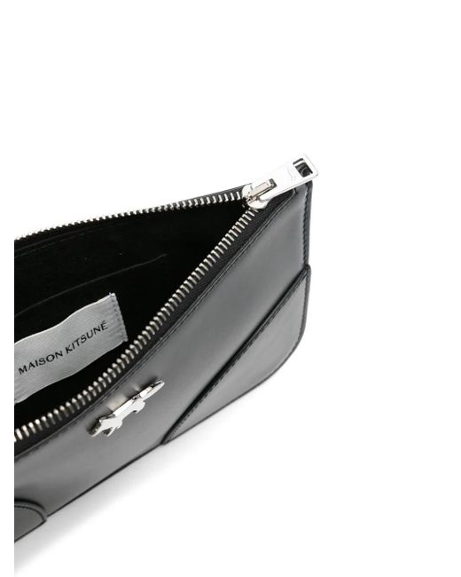 Maison Kitsuné Black Boogie Leather Clutch for men