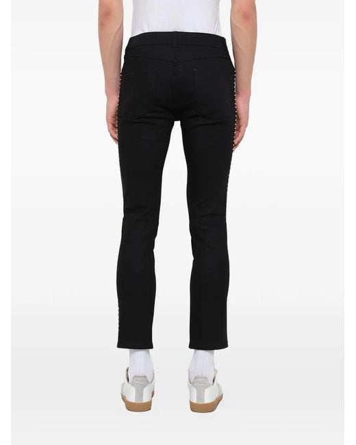 McQueen Black Studded-Trim Jeans for men