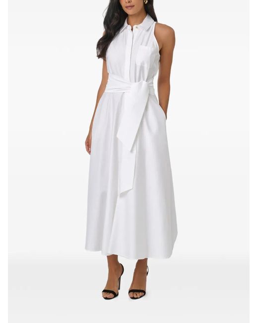 Toccin White Chelsea Tie-Front Sleeveless Shirt Dress