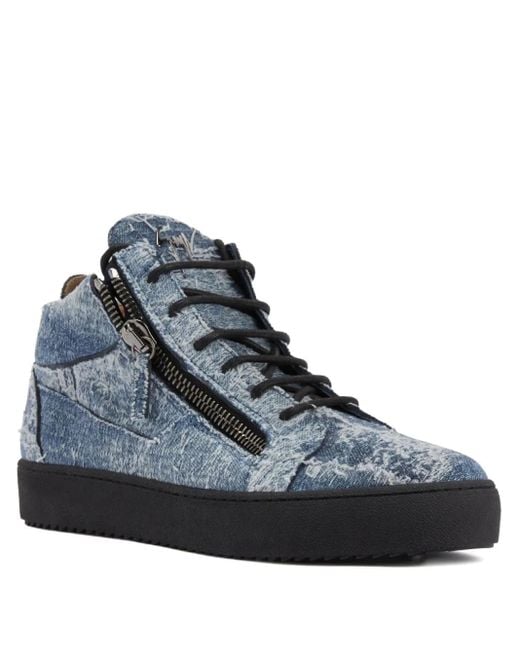 Giuseppe Zanotti Blue Kriss Zip-Fastening High-Top Sneakers for men
