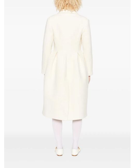 Vivetta White Peter Pan Collar-Pleated Coat
