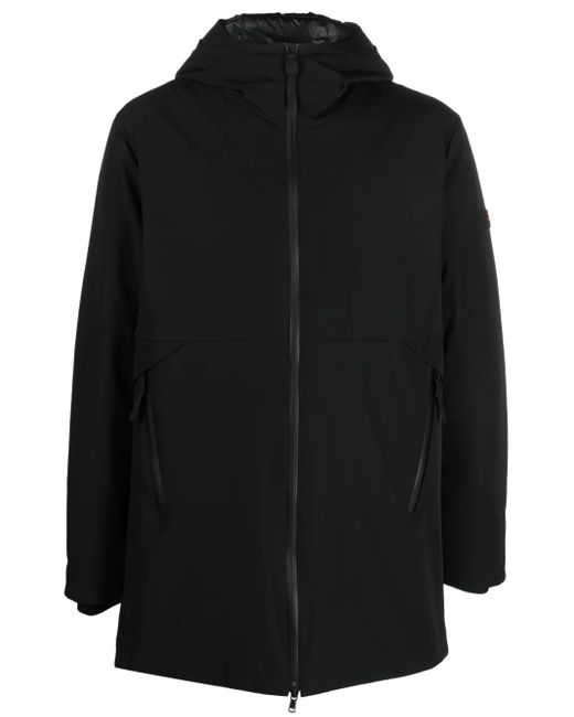 Peuterey Black Logo-Patch Hooded Coat for men