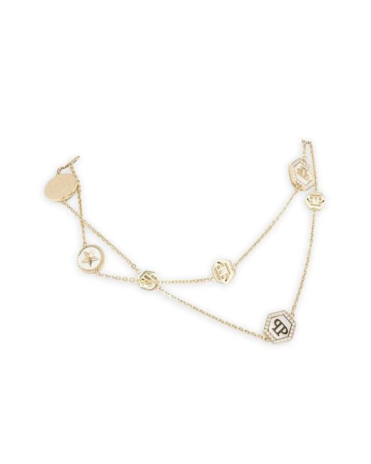 Philipp Plein Natural Mini Logo Buttons Necklace