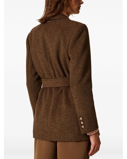 Twinset Brown Velour Wool Cloth Blazer