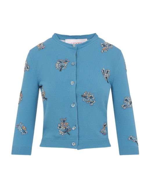 Valentino Garavani Blue Cardigan mit Stickerei