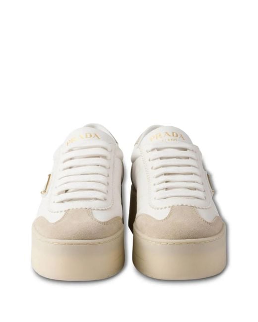 Prada White Downtown Bold Platform Sneakers
