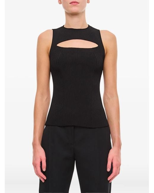 Alexander McQueen Geribbelde Top Met Keyhole-Detail in het Black