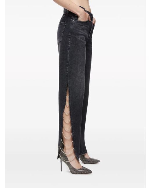 Jeans Dritti Gayle Con Decorazione Di Cristalli di Alice + Olivia in Blue