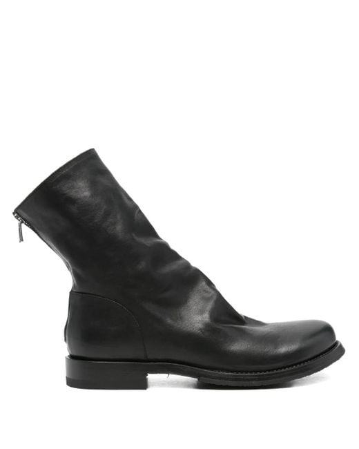 shotof Black Side-Zip Leather Boots for men