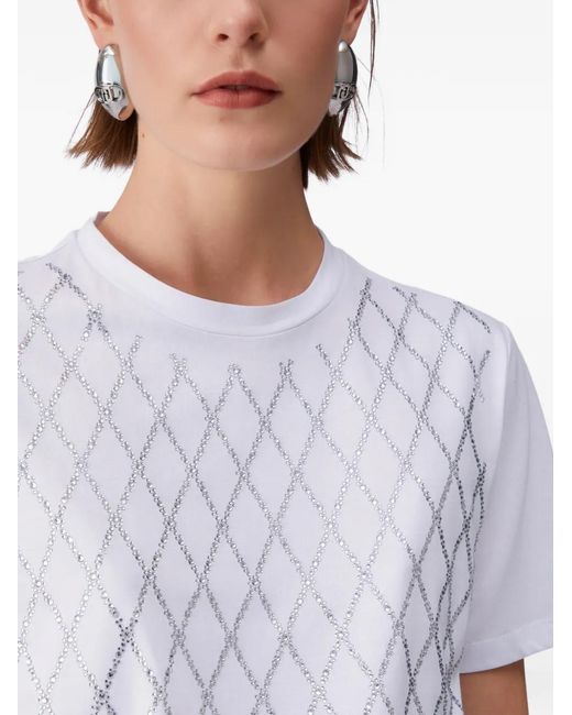 Liu Jo White T-Shirt With Precious Stones
