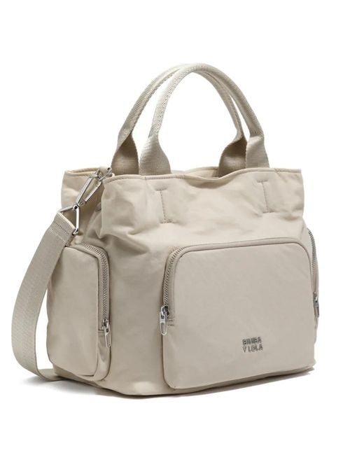 Bimba Y Lola Gray Top-Handle Zip-Pocket Tote Bag