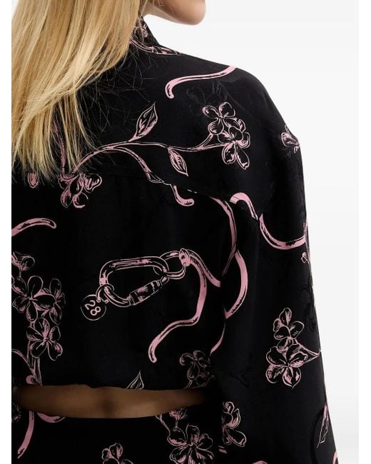 Moschino Black Floral-Print Maxi Day Dress