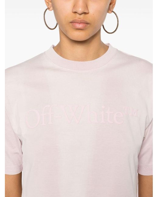 Off-White c/o Virgil Abloh ラバライズロゴ クロップド Tシャツ Pink
