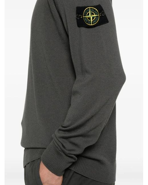 Stone Island Black Compass-Badge Crew-Neck Sweater for men