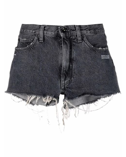 Off-White c/o Virgil Abloh Gray Corporate Frayed Denim Shorts
