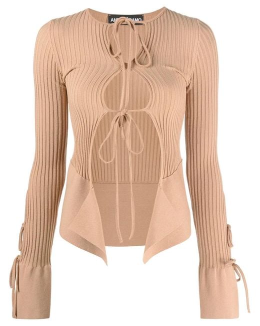 Haut En Maille Nervurée À Manches Longues ANDREADAMO en coloris White