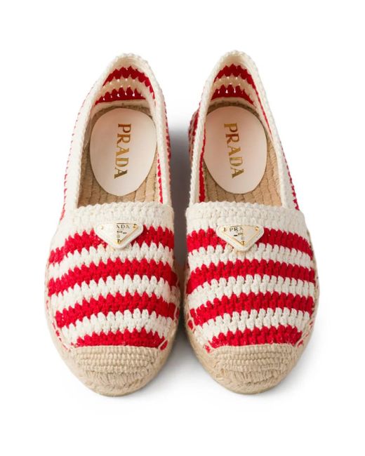 Prada Red Gestreifte Espadrilles