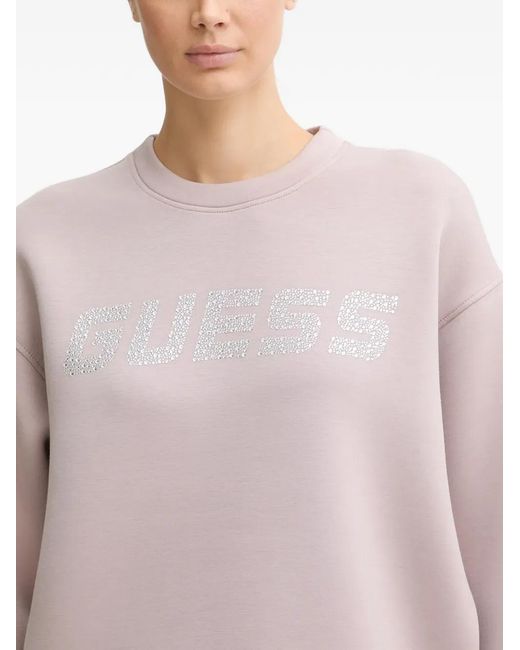 Guess Pink Logo-Embellished Sweatshirt
