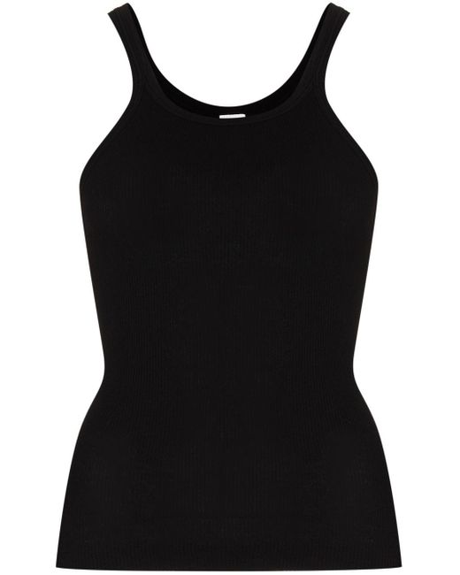 RE/DONE Cotton Ribbed Tank Top, Plain Pattern in Black - Save 60 