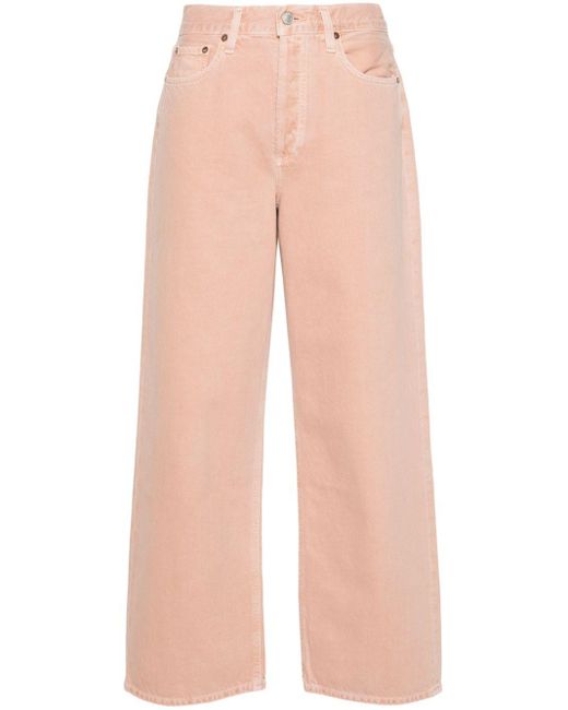 Agolde Pink Slung Mid-rise Straight Jeans